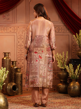 Women Ethnic Motifs Printed Regular Beads and Stones Kurta with Trousers & With Dupatta