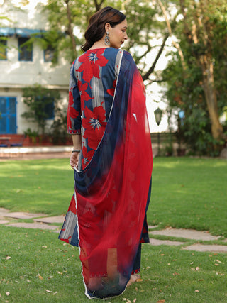 Women Floral Printed Regular Pure Cotton Kurta with Trousers & With Dupatta