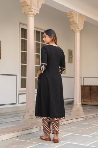 Black Solid 3-Piece Kurta Set