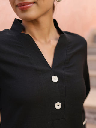 V-Neck Pure Cotton Tunic With Trousers Co-Ords