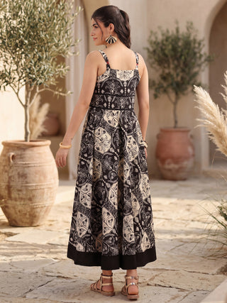 Black Floral Print Dress