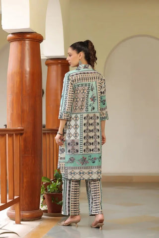 Women Ethnic Motifs Printed Collar Shirt Cotton Kurta & Trouser set