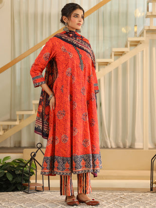 Women Ethnic Motifs Printed Regular Pure Cotton Kurta with Trousers & With Dupatta