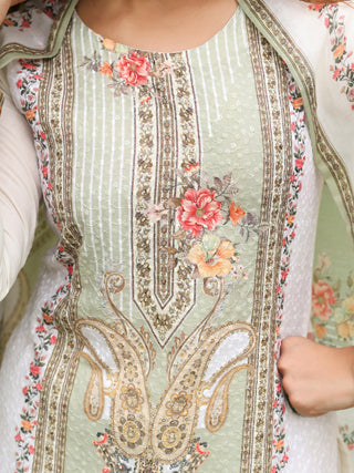Women Floral Printed Regular Pure Cotton Kurta with Trousers & With Dupatta