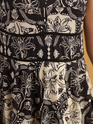Black Floral Print Dress