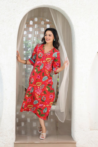 Pure Cotton A-line Midi Ethnic Dresses