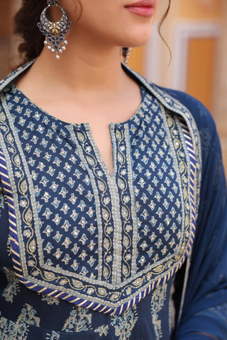 Women Ethnic Motifs Printed Regular Pure Cotton Kurta with Trousers & With Dupatta