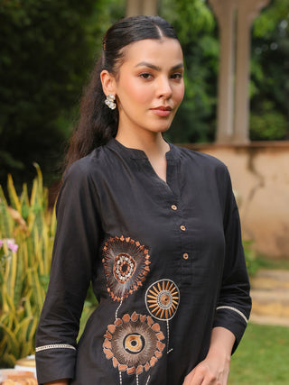 Black Floral Embroidered Co-ord Set