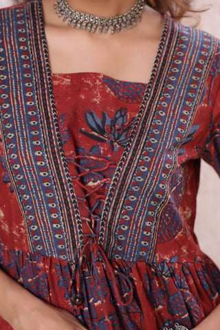 Floral Print Cotton Empire Top