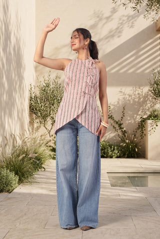 Striped Tie-Up Top