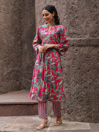 Floral Printed Regular Pure Cotton Kurta & Trousers