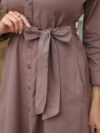 Brown Solid Dress