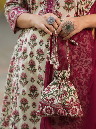 Women Ethnic Motifs Printed Regular Pure Cotton Kurta with Trousers & With Dupatta