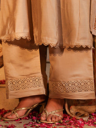 Grey Chanderi A-Line Kurta Set