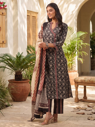 Black Printed Gota Patti 3-Piece Kurta Set