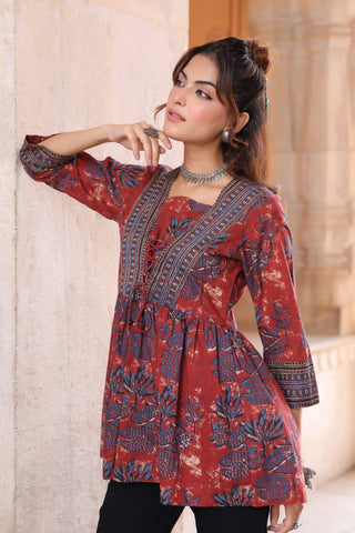 Floral Print Cotton Empire Top