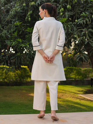 V-Neck Pure Cotton Tunic With Trousers Co-Ords
