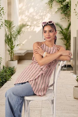 Striped Tie-Up Top