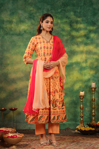 Women Ethnic Motifs Printed Pure Cotton Kurta with Trousers & Dupatta