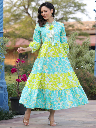 Women Printed Flared Sleeves Anarkali Kurta