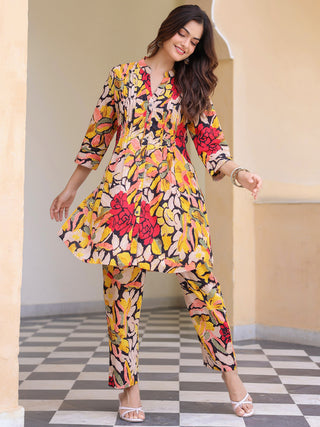 Floral-Printed Cotton Tunic With Trouser Co-Ords