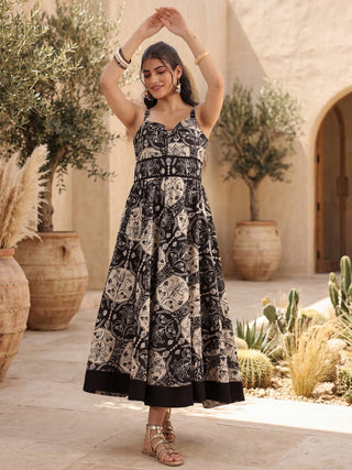 Black Floral Print Dress