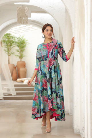 Women Tropical Printed Midi Ethnic Dresses