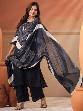 Women Ethnic Motifs Printed Regular Pure Cotton Kurta with Palazzos & With Dupatta