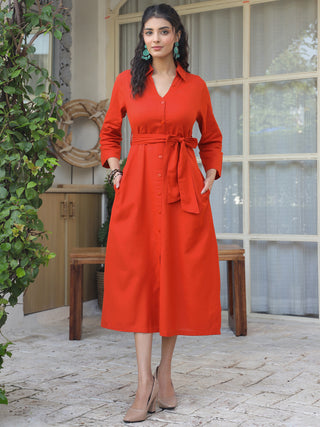 Rust Solid Dress