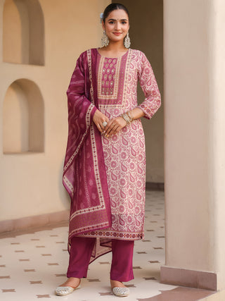 Women Floral Printed Regular Mirror Work Kurta with Trousers & With Dupatta