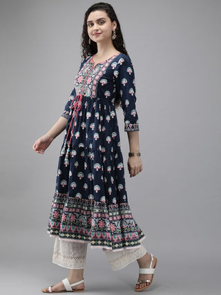 Navy Blue Anarkali Kurta for Women