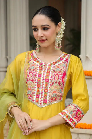 Stunning Mustard Anarkali Suit Set