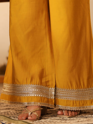 Yellow Lace Chanderi Co-Ord Set