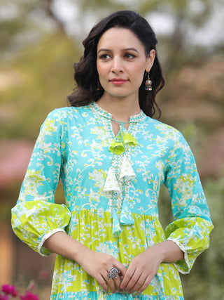 Women Printed Flared Sleeves Anarkali Kurta