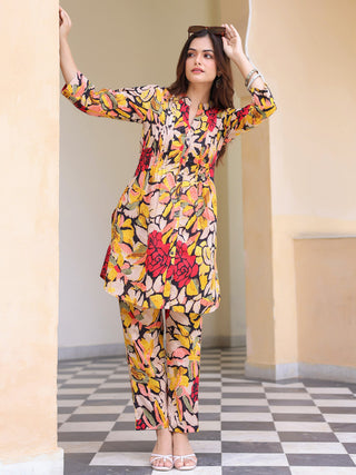 Floral-Printed Cotton Tunic With Trouser Co-Ords