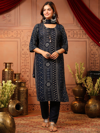 Women Ethnic Motifs Printed Regular Kurta with Trousers & With Dupatta Set