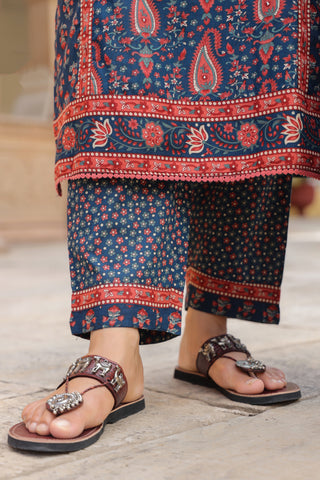 Women Ethnic Motifs Printed Pleated Pure Cotton Kurta with Trousers & With Dupatta