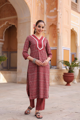 Women Ethnic Motifs Printed Regular Pure Cotton Kurta with Trousers & With Dupatta