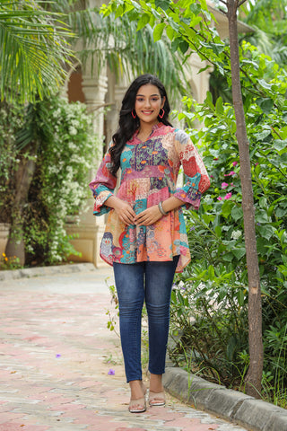 Women Multi Color Floral Printed A-line Kurti