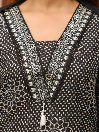 Black Printed 3-Piece Straight Kurta Set