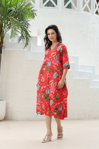 Pure Cotton A-line Midi Ethnic Dresses