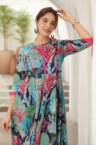 Women Tropical Printed Midi Ethnic Dresses