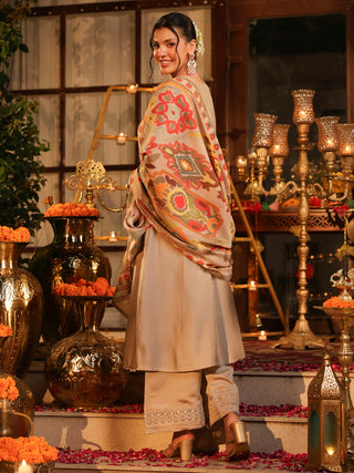 Grey Chanderi A-Line Kurta Set