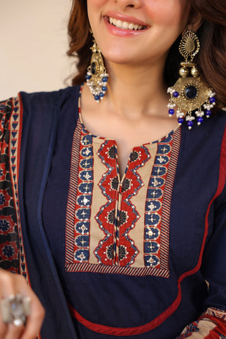 Blue Solid 3-Piece Kurta Set