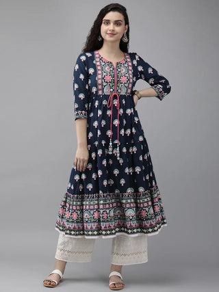 Navy Blue Anarkali Kurta for Women