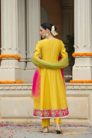 Stunning Mustard Anarkali Suit Set