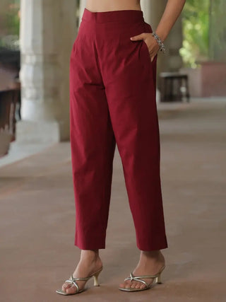 Women Panel Printed Maroon Anarkali Kurta With Trouser And Dupatta