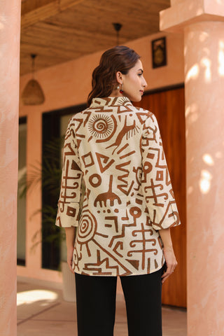 Abstract pattern women cotton top