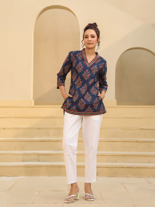 Ajrakh Print Cotton Top