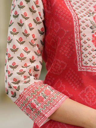Bandhani print kurta with dupatta